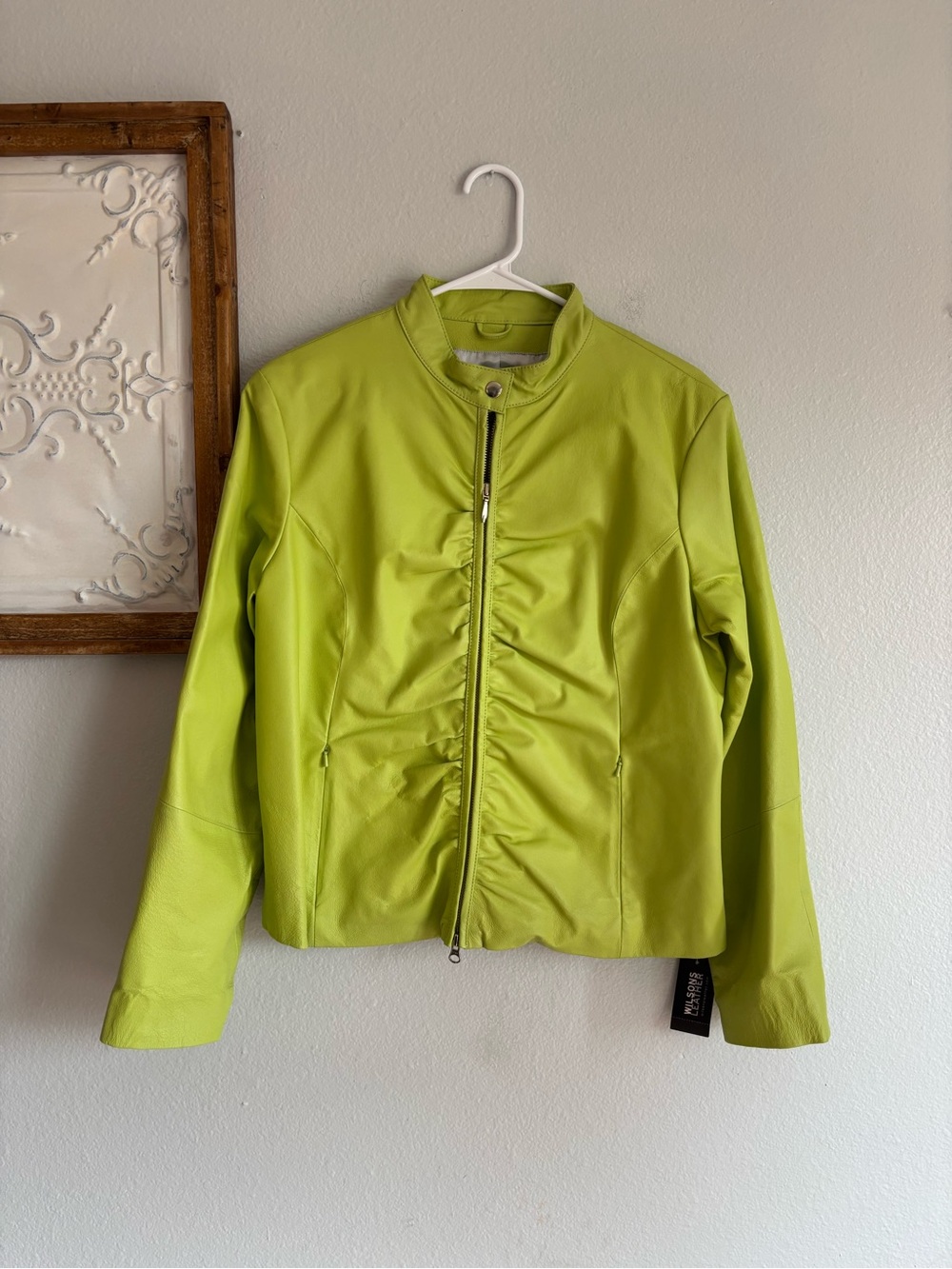 Wilsons Leather Maxima Womens lime Green Long Sleeve Full Zip Jacket Size XL